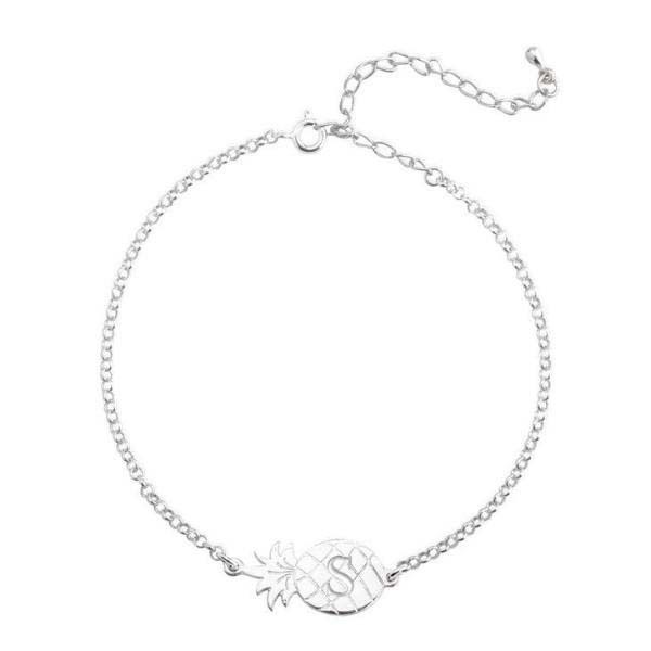 Personalized Charm Anklet with Pineapple Adjustable