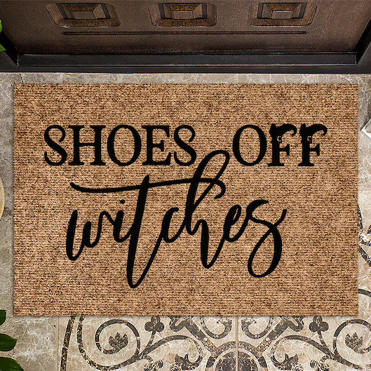 Personalized Shoes Off Witches Doormat as a Halloween gift