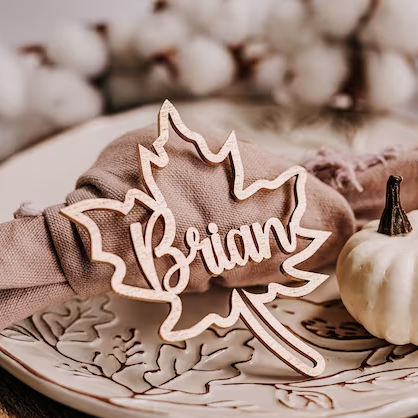 Personalized Fall Thanksgiving Decor Wooden Place Cards For Table Decor
