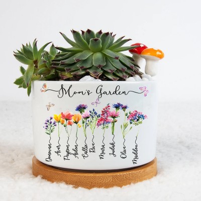 Custom Birth Month Flower Plant Pot Mom's Garden Plant Pot