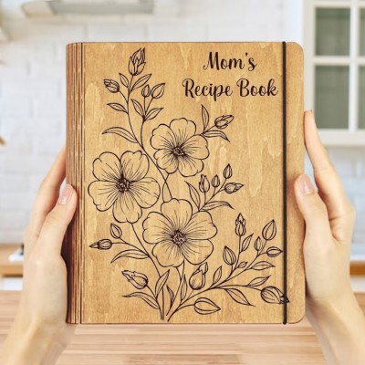 Personalized Family Wooden Recipe Book Christmas Day Gift
