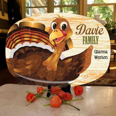 Personalized Thanksgiving Family Name Turkey Platter