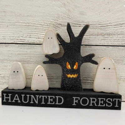 Personalized Ghost Family Block Set Home Decor Halloween Gift