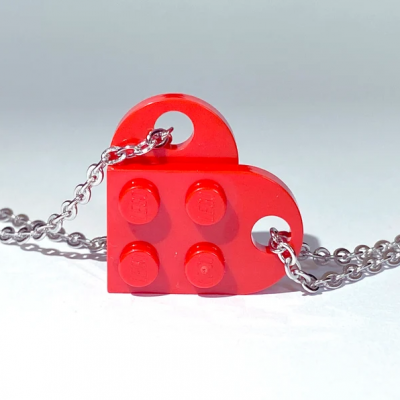 18 Colours Love Heart Pendants Handmade with LEGO Bricks