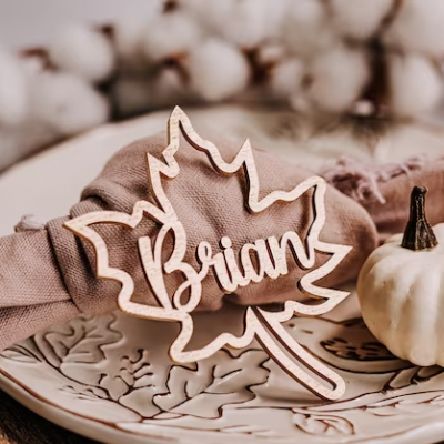 Personalized Fall Thanksgiving Decor Wooden Place Cards For Table Decor