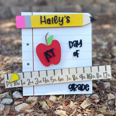 Personalized First/100th/Last Day of School Interchangeable Back to School Sign Prop For Kids Gift Ideas