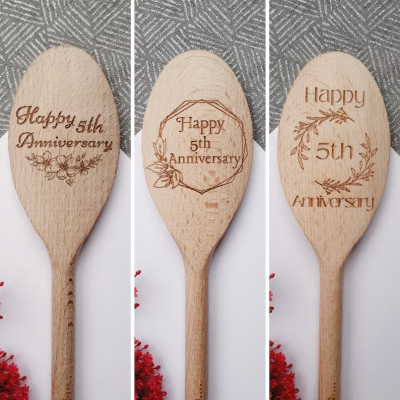Personalised Wedding Anniversary Wooden Spoon Design