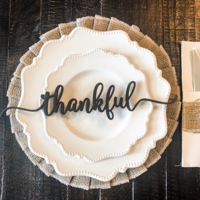 Set of 4 Fall Thanksgiving Wooden Place Cards For Table Decor