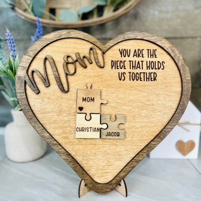 Personalized Mom You Are the Piece that Holds Us Together 1-16 Puzzle Pieces Name Sign