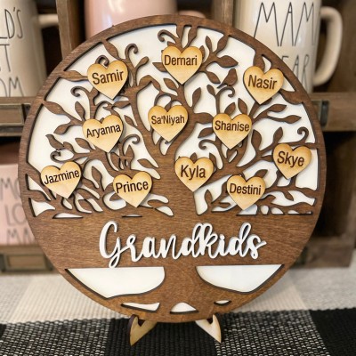 Personalized Family Tree Wooden Home Art Decor Christmas Gift