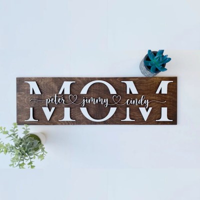 3D Personalized Mom Sign with Children Name Christmas Gift