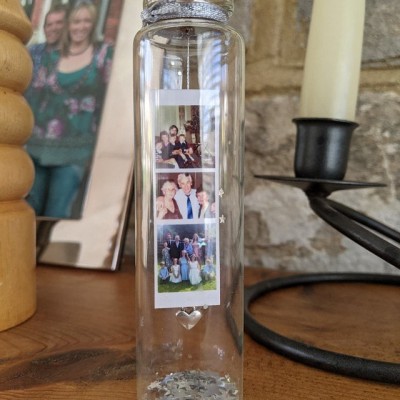 Birthday Gift Personalized Photo Message in a Bottle with Heart Charm Gift For Loved Ones, Family, Best Friend, Pet at Any Occasion