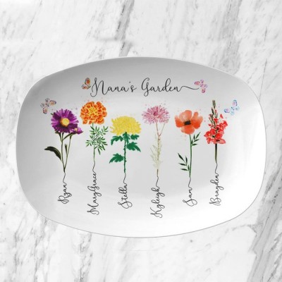 Personalized Grandma's Garden Plate With Grandkids Names