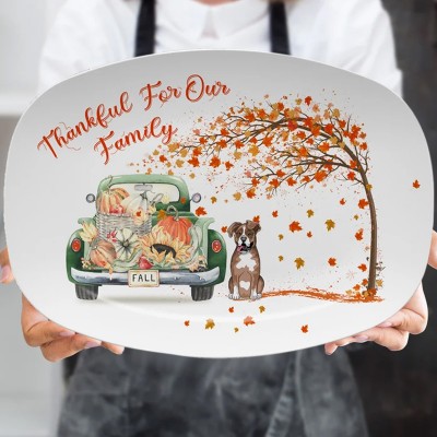 Personalized Thanksgiving Fall Pumpkin Truck Serving Platter
