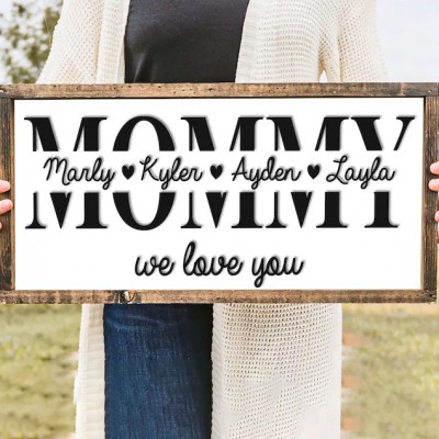 3D Personalized Mom Sign with Children Name Mother's Day Gift