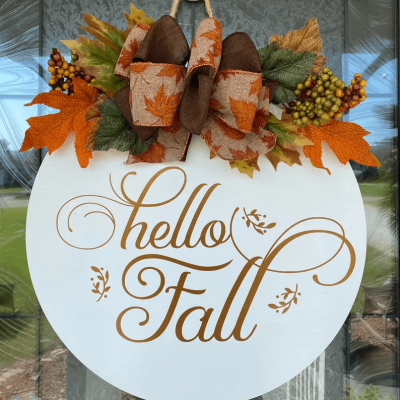 Hello Fall Sign Autumn Door Decor