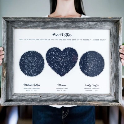 Personalize Star Map print Gift for Mom Christmas Gift