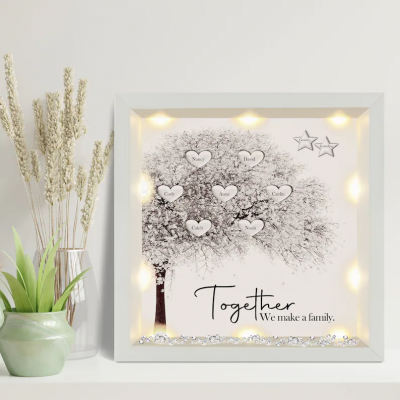 Personalised family tree framed print together we make a family christmas gift
