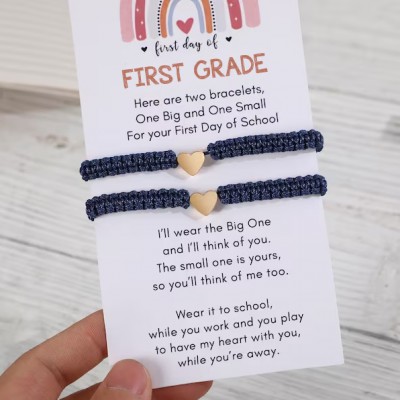 First Day of First Grade School Bracelet Matching Bracelets Heart Bracelets