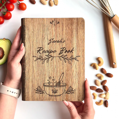 Personalized Family Wooden Recipe Book Christmas Day Gift