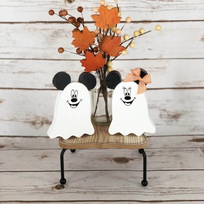 Handmade set of 2 Disney Inspired Halloween Ghosts Mickey and Minnie Ghosts