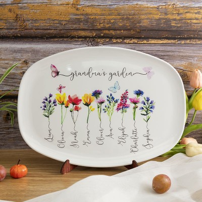 Personalized Grandma's Garden Plate With Grandkids Names