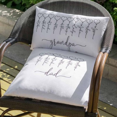 Personalized Family Names Pillow Case Gift for Grandma Grandpa