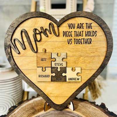 Personalized Mom You Are the Piece that Holds Us Together 1-16 Puzzle Pieces Name Sign
