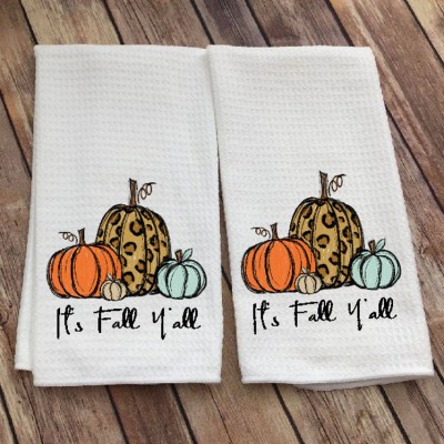 Two halloween kitchen towels