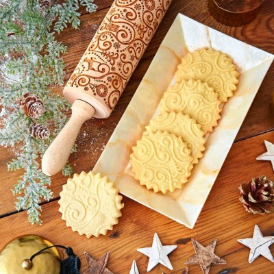 Christmas Engraved Embossing Rolling Pin