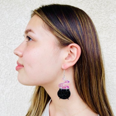 Halloween Black Cauldron Acrylic Earrings Gift For Her