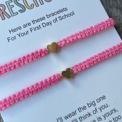 First Day of Pre-K School Bracelet Matching Bracelets Heart Bracelets
