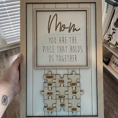 Personalised Mothers Day Gift Mom You Are The Piece That Holds Us Together Puzzles Pieces Name Sign