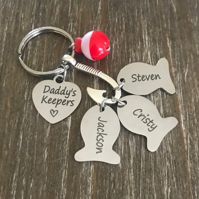Personalized 1-10 Engraving Names with Key Chain Gift For Father's Day